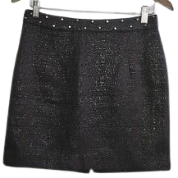 VERO MODA Black Savior silver metallic threads studded mini skirt - Picture 1 of 9